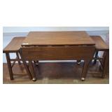 DROP LEAF KITCHENETTE TABLE AND 2 STOOLS