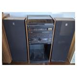 GE STEREO W/ SPEAKERS-TURNTABLE, DUAL CASSETTE,