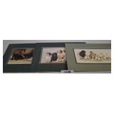 3 MATTED PRINTS-DOGS, DUCKS