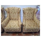 PAIR OF CHARTER FURNITURE ARM CHAIRS, SHOW WEAR