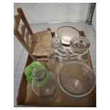 DOLL CHAIR, BOTTLES, MISC