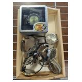 WOODEN TRAY, WATCHES