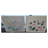 2 PC FLOWERS WALL ART