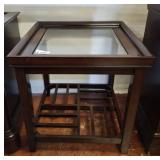 GLASS TOP 2 TIER END TABLE