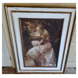 WOMAN IN PINK/WHITE DRESS FRAMED PRINT