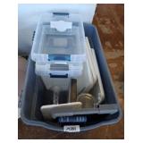 GROUP OF ASSORTED STORAGE BOXES AND LIDS