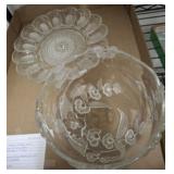 MIKASA CRYSTAL BOWL, VINTAGE INDIANA EGG PLATTER