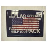 FLAG METAL SIGN   17X12