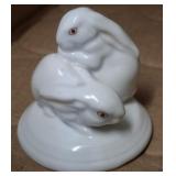 HEREND HUNGRY HAND PAINTED RABBIT FIGURINE