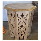 OCTAGONAL TOP CARVED SIDE TABLE