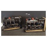 GLAZED CERAMIC LOCOMOTIVE BOOK ENDS