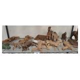 ASSORTED CARVED HORSES, CAROUSEL HOURSES SOME