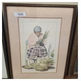 1988 JOHN HENRY SWEET GRASS BASKET PRINT 17X22