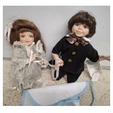 2 10" DOLLS BOY DUCK HOUSE HEIRLOOM DOLL, GIRL H
