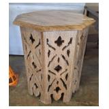 OCTAGONAL TOP CARVED SIDE TABLE