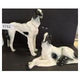 PAIR OF GLAZED CERAMIC WHIPPETS
