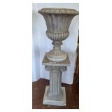 COMPOSITE URN PLANTER-HAS A CRACK,
