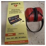 EAR PROTECTION,AND PISTOL CLEANING KIT AND