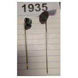 2 STERLING STICK PINS