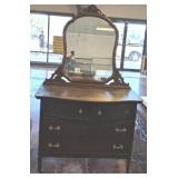 VINTAGE 4 DRAWER OAK DRESSER W/ MIRROR