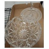 VINTAGE CRYSTAL BOWL, MC GLASS SERVING DISH