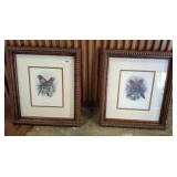 PAIR OF AVIARY ETCHINGS FRAMED AND MATTED 22X24