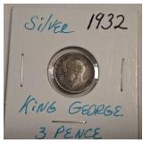 1932 KING GEORGE 3 PENCE COIN