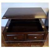 LIFT TOP COFFEE TABLE ON CASTERS