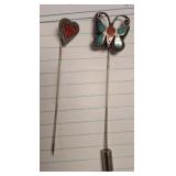 2 STERLING STICK PINS
