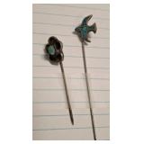 2 STERLING STICK PINS