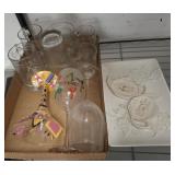 CHEESE DISH AND GLASSWARE