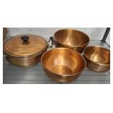 COPPER NESTING BOWLS, POT