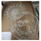 MIKASA CRYSTAL BOWL, VINTAGE INDIANA EGG PLATTER