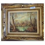 FALL SCENE ON CANVAS IN ORNATE FRAME