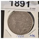 1884 MORGAN SILVER DOLLAR