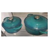 2 PC CAST ENAMEL COOKING POTS