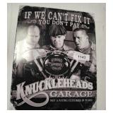 KNUCKLEHEADS GARAGE METAL SIGN   12X16