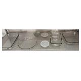 GROUP OF ASSORTED GLASS CASSEROLES AND CONTAINERS
