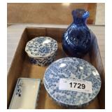 DRESSER BOXES, VASE, MISC