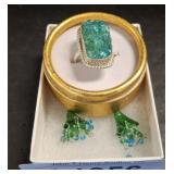 MARKED 925 NECKLACE, RING AND EARRINGS