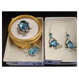 MARKED 925 NECKLACE, RING AND EARRINGS
