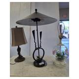 3 TABLE LAMPS, ONE HAS NO SHADE