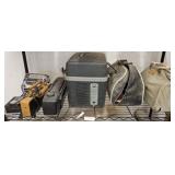GROUP OF BOWLING BALLS, COOLER, RADIOS, MISC