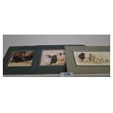 3 MATTED PRINTS-DOGS, DUCKS