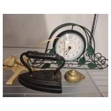 SAD IRON AND ELECO MANTLE CLOCK