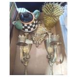 VINTAGE ANDREA CANDLE WALL SCONCES, KNOCKER, MISC