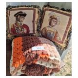 ROYAL MONKEY PILLOWS, AFGHAN