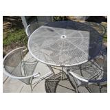 EXPANDED STEEL WROUGHT IRON PATIO TABLE AND 4