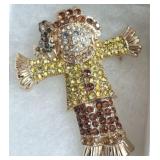 DANA BUCHMAN RHINESTONE ENAMEL SCARECROW BROOCH