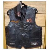 LEATHER LARGE VEST AND HARLEY SKULL CAP